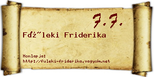 Füleki Friderika névjegykártya